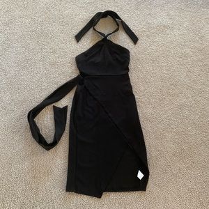 Black halter top dress